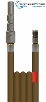 Rohrreinigungsleitung "R+M" mit Rotationsdüse / Schlauch aus Kunststoff mit Drahteinlage / Nennweite 4 / 300 Bar / 99 °C / Stecknippel KW - KW : 1/8"